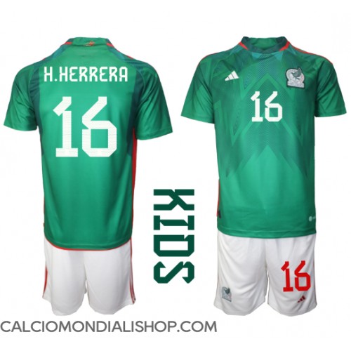 Maglie da calcio Messico Hector Herrera #16 Prima Maglia Bambino Mondiali 2022 Manica Corta (+ Pantaloni corti)